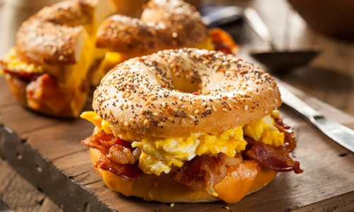 Breakfast sandwich close-up